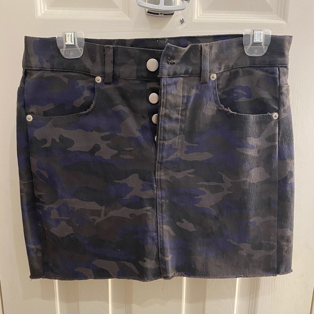 Blue and black camo skirt